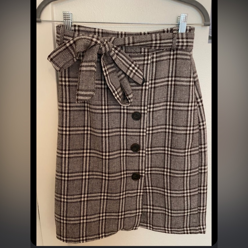 Hyfve Plaid Midi Skirt, Black/Grey, Women’s Size L